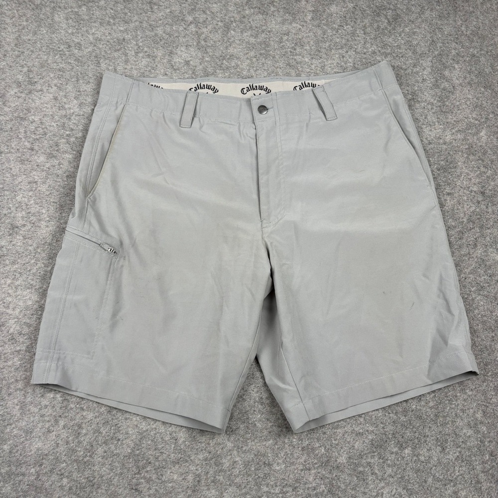 Callaway Golf Shorts Mens 36 Gray Performance‎ Tech Flat Front Cargo Pocket Gym